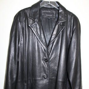 Jones of New York Black Leather Jacket Size XL
